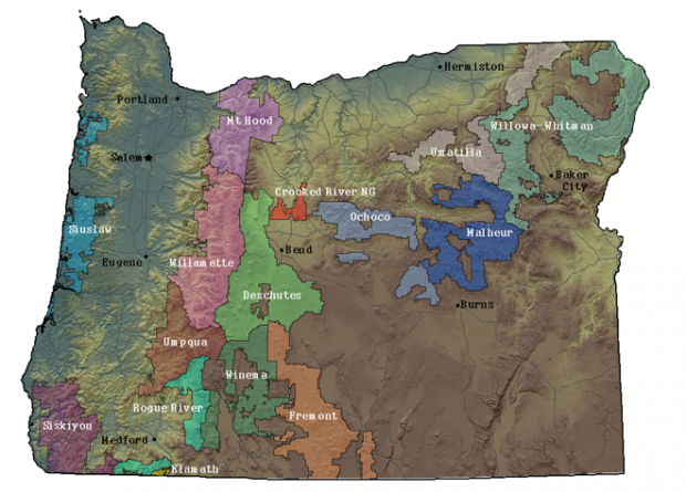 Oregon National Forests Map