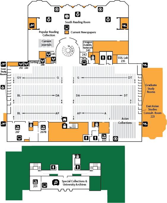 Knight Library Second Floor Map