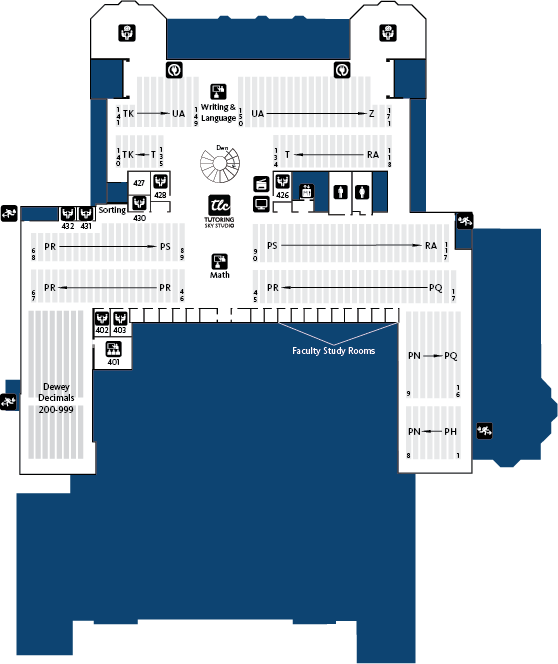 Knight Library Fourth Floor Map