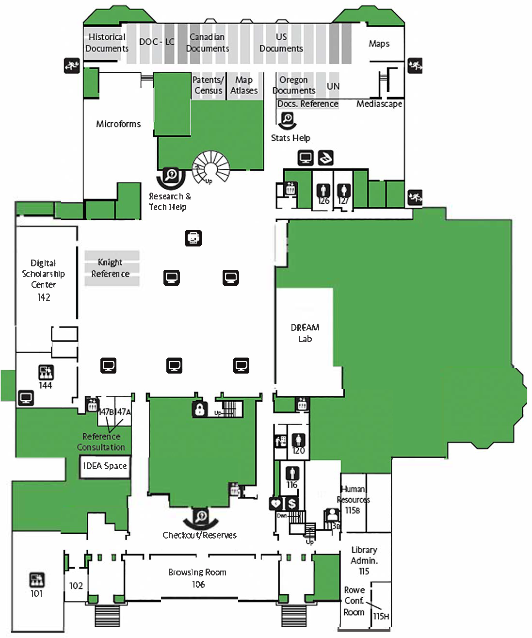 Knight Library First Floor Map