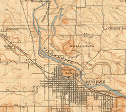 Detail of 1910 USGS map of Eugene