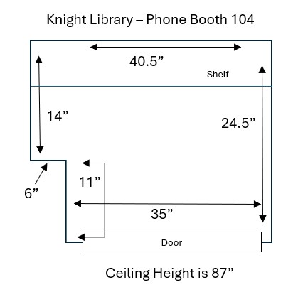 Knight Library Phone Booth 104 with dimensions
