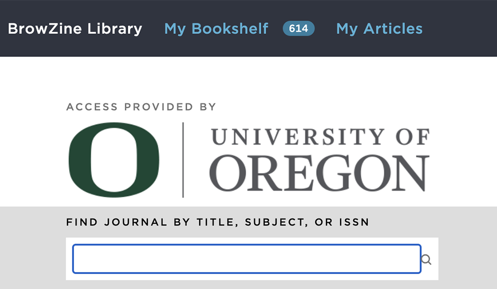 The UO logo from the Browzine web page.