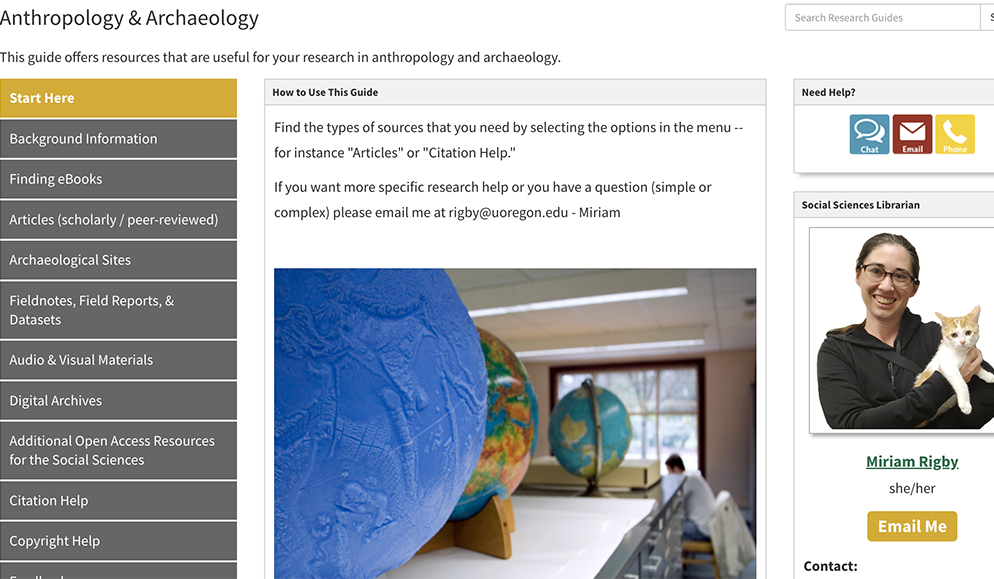 Th eUO Libraries' Research Guide web page.