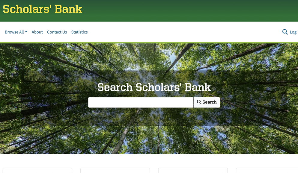 The UO Libraries' Scholars' Bank web page.