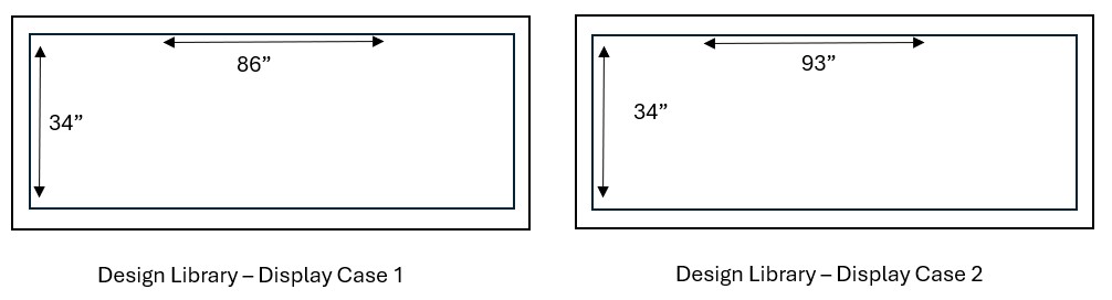 Design Library Display Case 1 and 2 with measurements.