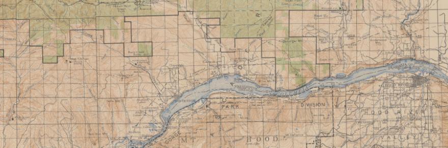 Part of Topographic Map of Hood River National Forest