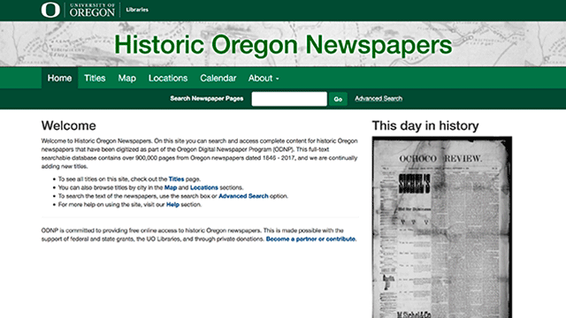 Historic Oregon Newspapers logo