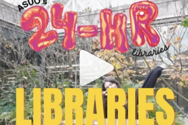 ASUO President Prissila Moreno sitting on the patio outside the Science Library.