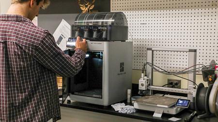 Student working in the MakerSpace
