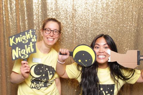 Knight at Night photobooth with gold background