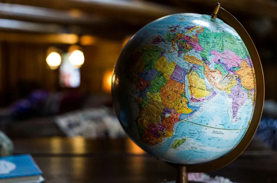 Globe on a desk.